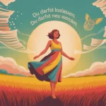 unterschwellige Unzufriedenheit eine Frau steht mitten auf einem Feld. Über ihr ist ein Textfeld zu lesen