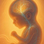 pränatales Nervensystem es wird ein Ultraschall Bild eines heranwachsenden Kindes im Mutterbauch gezeigt und das wachsende Nervensystem wird dargestellt.