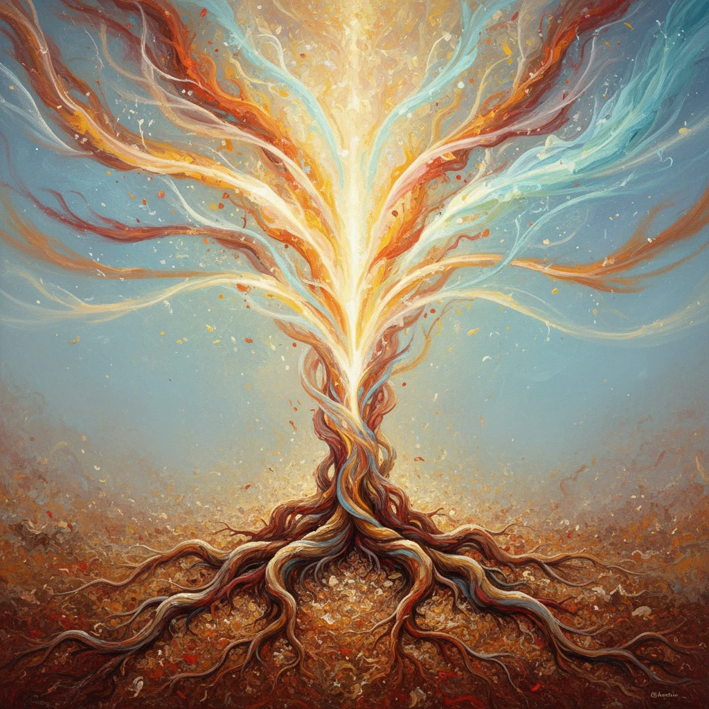 Wurzeln zu Lichtstrahlen Wurzeln zu Lichtstrahlen</p>
<p>Aus der tiefen Transformation heraus werden aus Wurzeln Lichtstrahlen, die die eigene Entfaltung signalisieren.