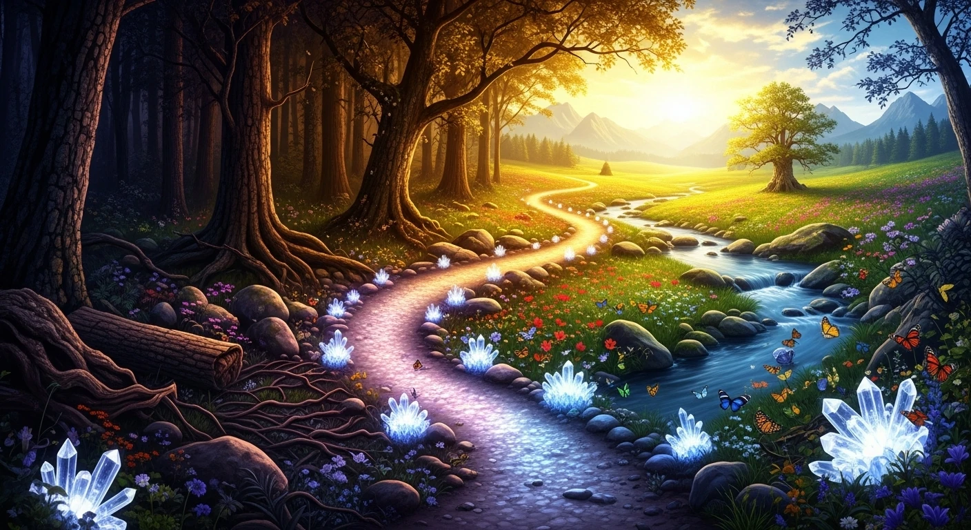 Pfad_der_inneren_Transformation6 innere Blockaden lösen<br />
es wird ein erleuchteter Pfad im Wald dargestellt.</p>
<p>Divine Blessing zum höchsten Wohle aller für Liebe, Frieden, Harmonie und Freude