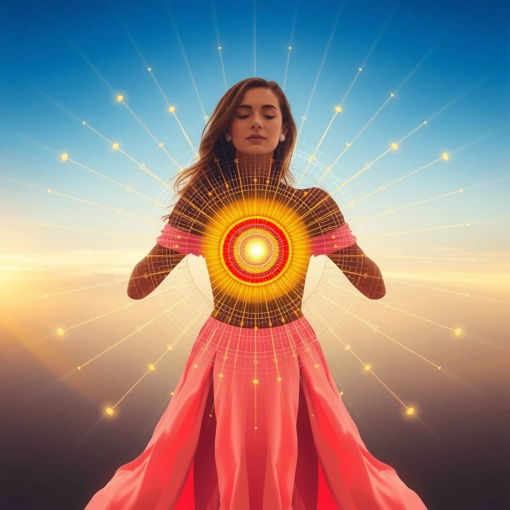 Transgenerationale Muster erkennen. Eine Frau steht im gefilterten Licht auf einem Waldweg. Zum Wohle aller für Liebe, Frieden, Harmonie und Freiheit mit göttlichem Seegen, Eure Marlies JC Reimers