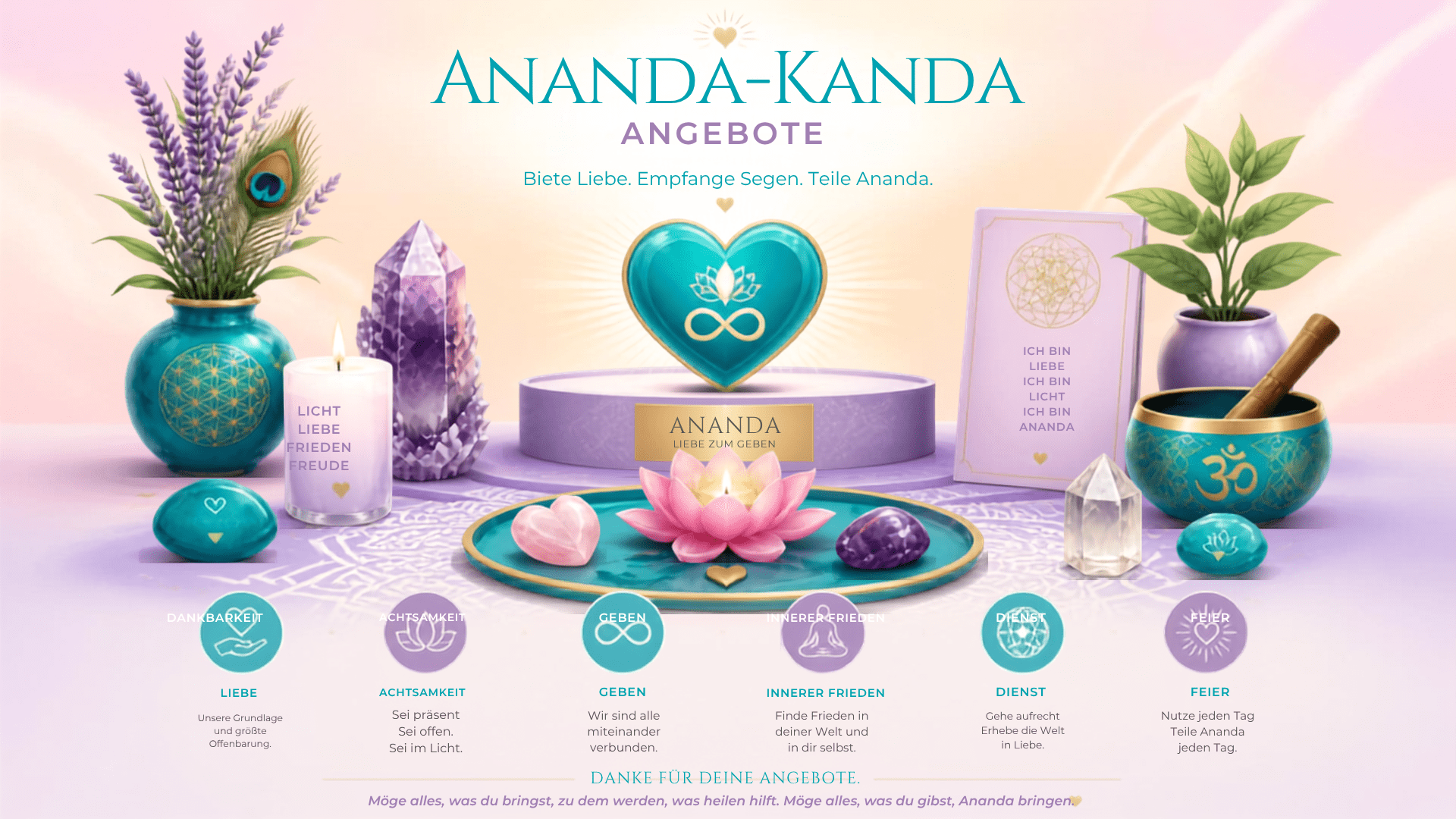 Bild ist KI erzeugt, ANANDA-KANDA Angebote zum höchsten Wohle aller mit Divine und Tao Blessing für Liebe, Frieden, Harmonie und Freiheit.